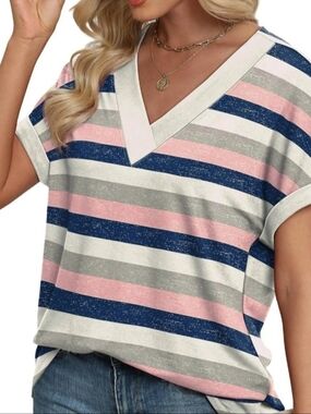 NWT, Women’s Shirt (Pink, Navy, White & Gray)